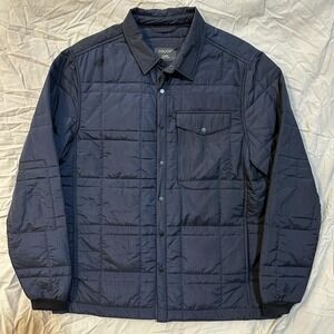 Proof Jacket Mens Medium Blue Quilted Shirt Jacket Snap Front Shacket Warm